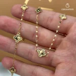 دستبند ونکلیف تراش متصل به زنجیر پولکی