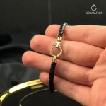 دستبند-چرم-اسپرت-امگا-مشکی