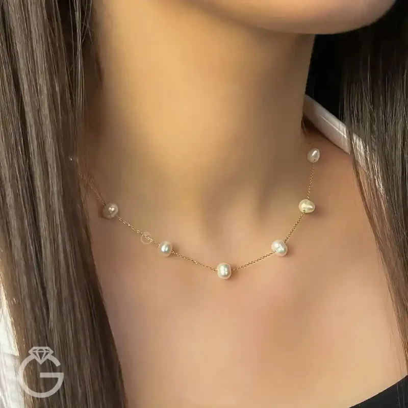 گردنبند طلای مروارید پرورشی