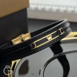 دستبند چرم و طلا کد 31798