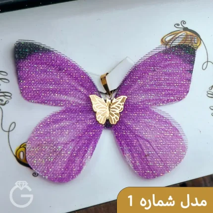 پلاک های طلای پروانه پارچه ای تم قرمز و صورتی