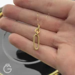 آویز طلای بیضی زنجیری کد 33926