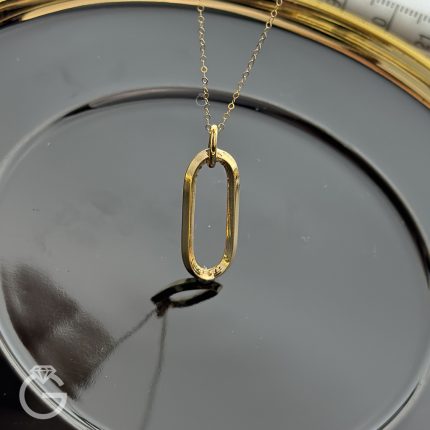 آویز طلای بیضی بزرگ ساده کد 34028