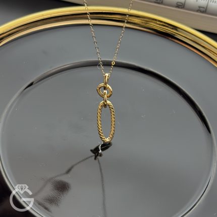 آویز طلای بیضی زنجیری کد 33926