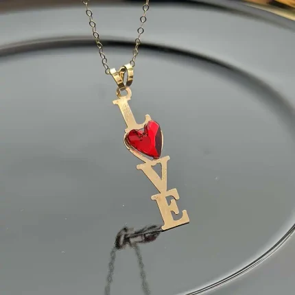 آویز طلای سواروسکی Love قرمز